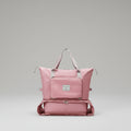 Pink travel bag with multiple views and color variations on a white background