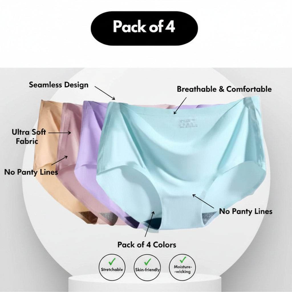 Women's Seamless Underwear for Women (Multicolor) (Pack of 4)