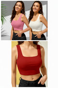 Cotton Blend Solid Top for Women (Multicolor, S) (Pack of 3)