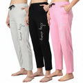 Cotton Blend Straight Fit Trouser for Women (Multicolor, M) (Pack of 3)