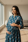 Floral Printed Notch Neck A-Line Maternity Kurta